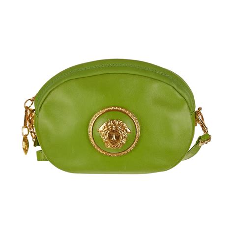 Versace Lime Green Leather Medusa Round Bag – Season 2 